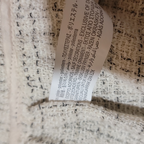 Zara cream black tweed Geo size L NEW blazer jacket - Picture 12 of 13